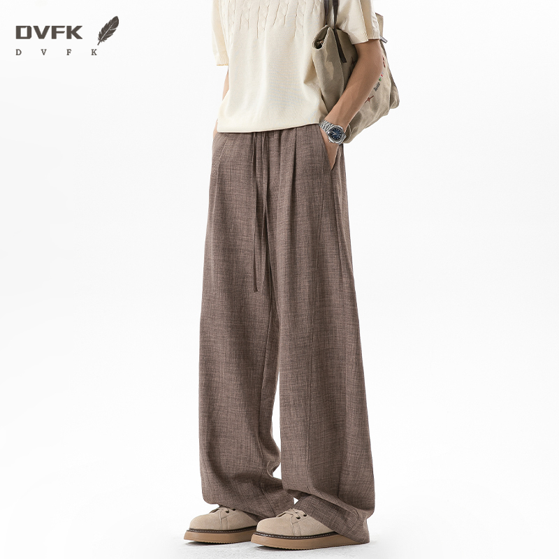 Linen Pant Wide - Men Linen Wide Leg Pants Drawstring