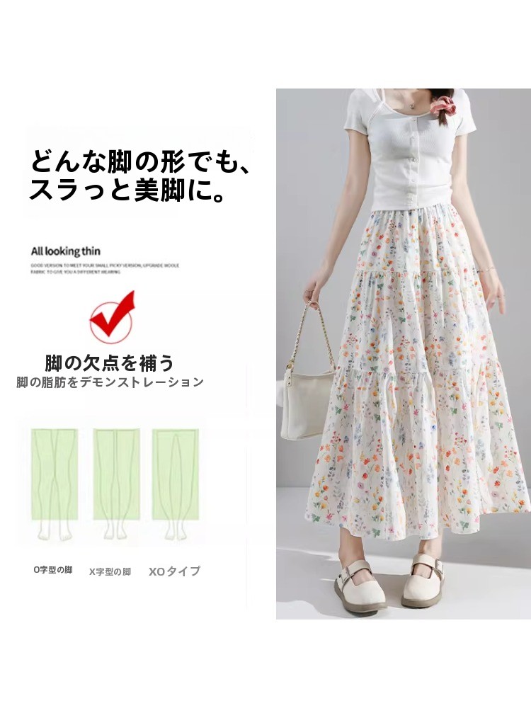 plus Size Floral Print A-Line  - Midi Skirt Floral ulasan dan harga