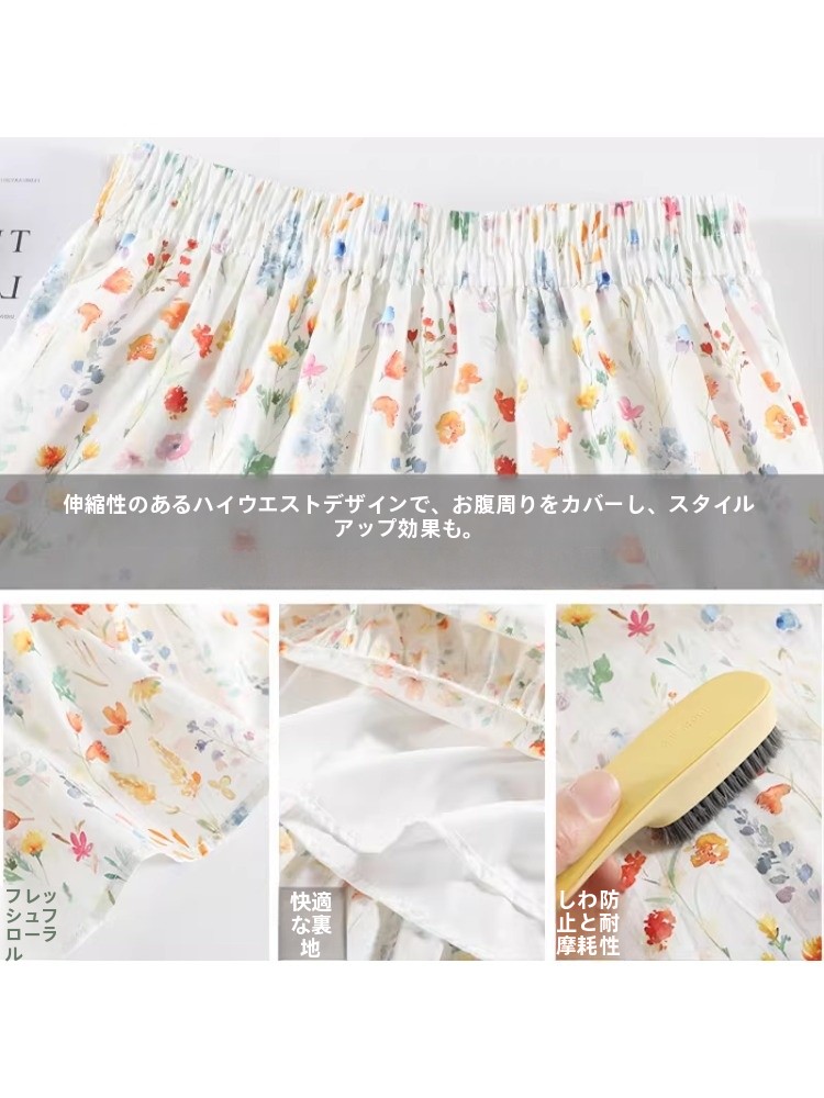 plus Size Floral Print A-Line  - Midi Skirt Floral ulasan dan harga