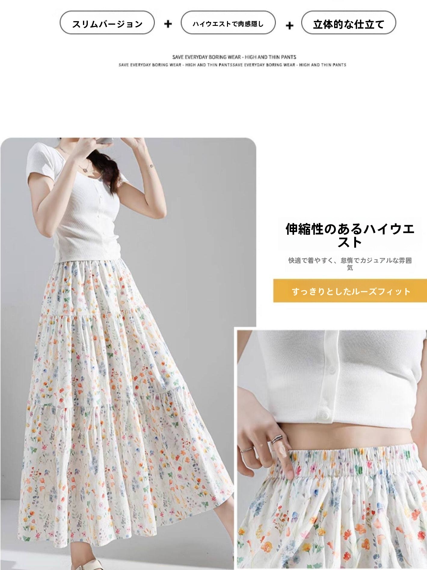 plus Size Floral Print A-Line  - Midi Skirt Floral ulasan dan harga