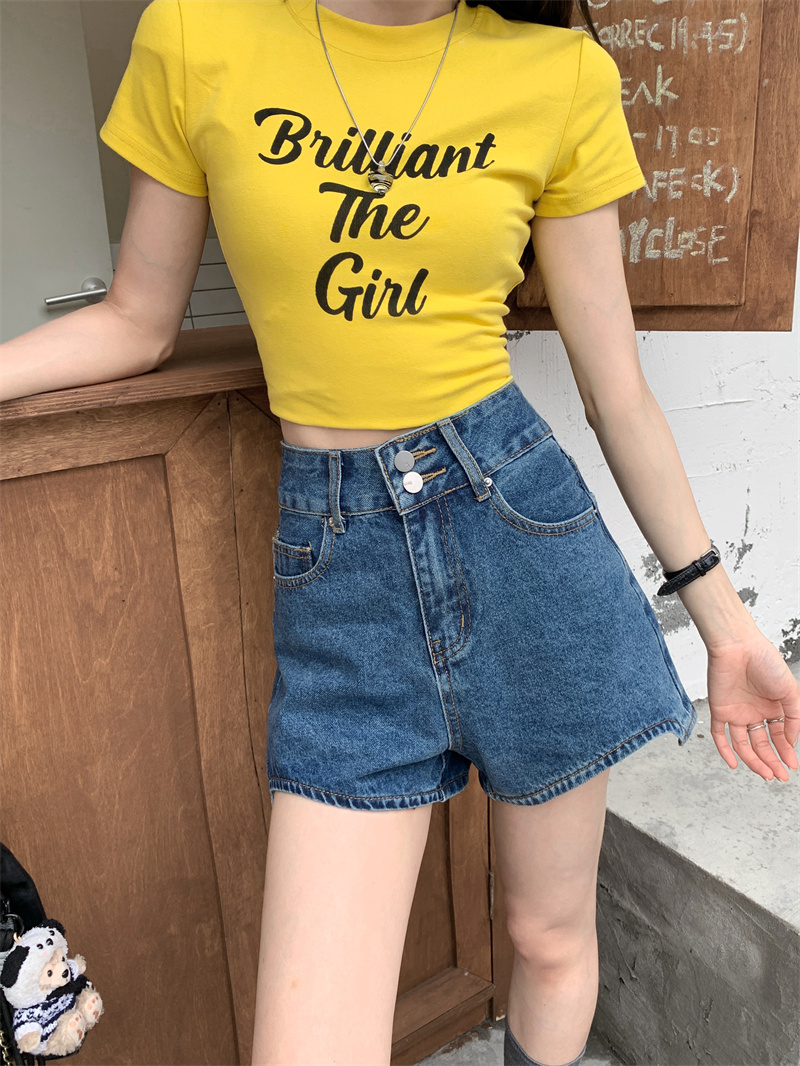 Blue denim shorts for women su - Shorts Denim Frayed ulasan dan harga